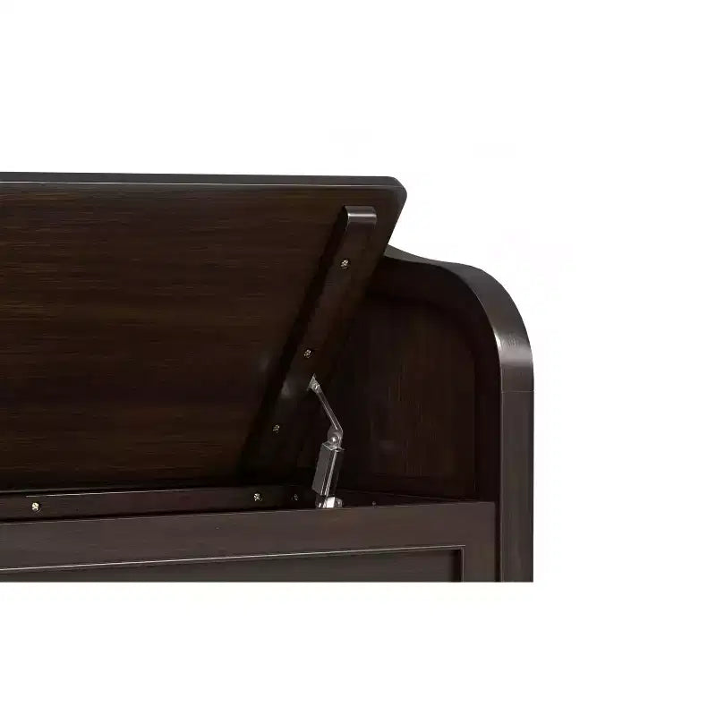 Banco pequeño de almacenamiento para recibidor, madera maciza con tapa levadiza, marrón castaño oscuro
