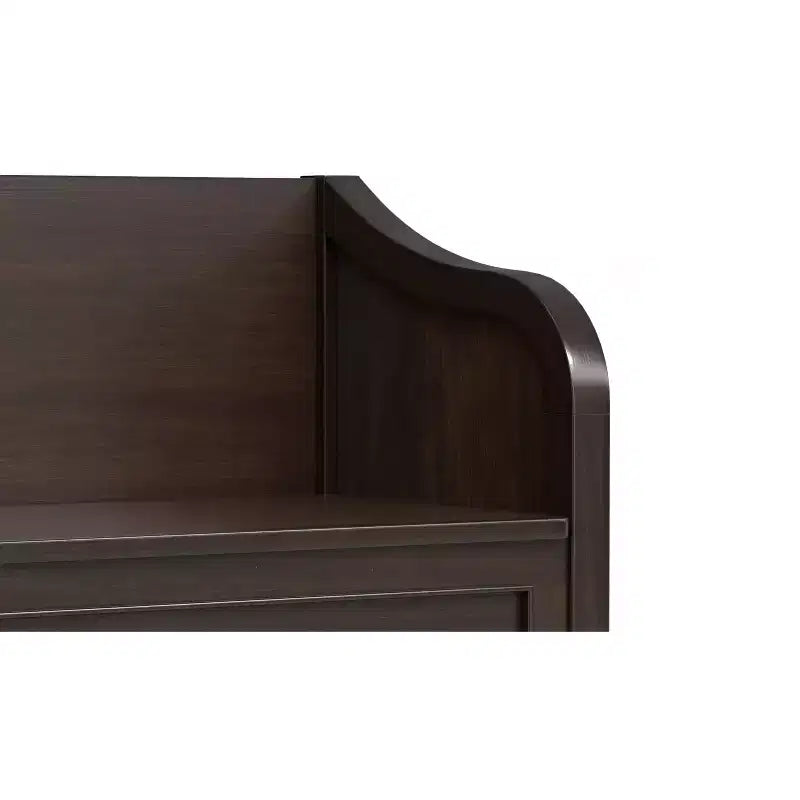 Banco pequeño de almacenamiento para recibidor, madera maciza con tapa levadiza, marrón castaño oscuro