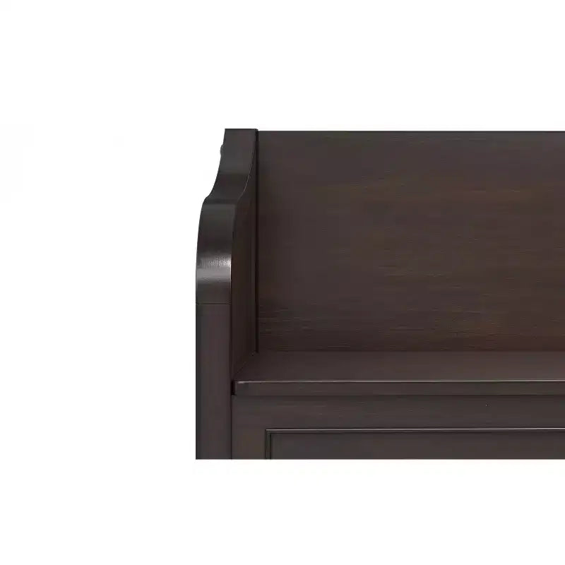 Banco pequeño de almacenamiento para recibidor, madera maciza con tapa levadiza, marrón castaño oscuro