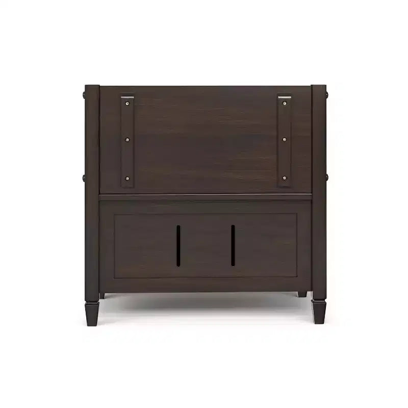 Banco pequeño de almacenamiento para recibidor, madera maciza con tapa levadiza, marrón castaño oscuro