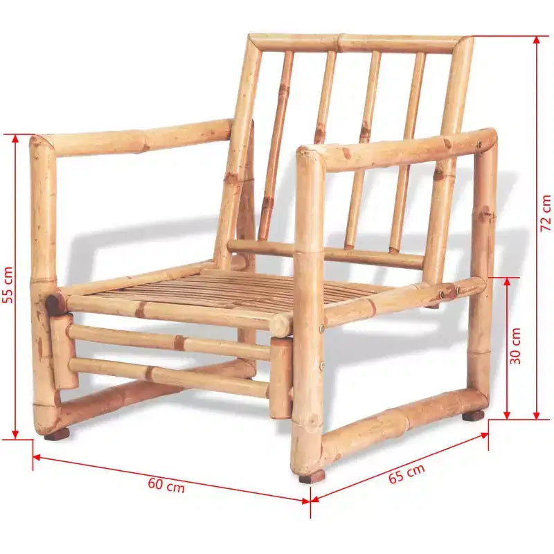 vidaXL Juego de sofás seccionales de bambú para patio con cojines