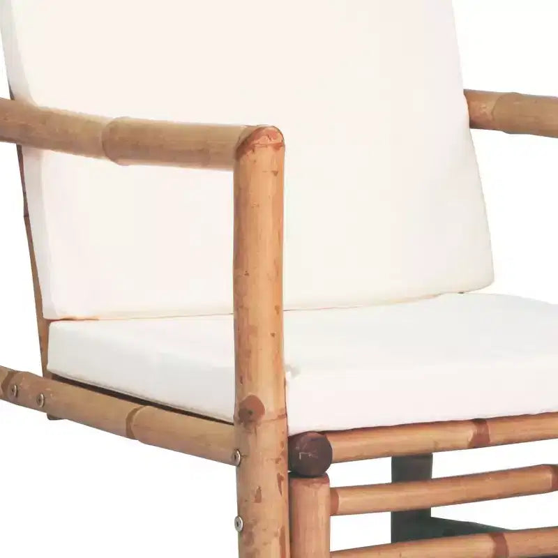 vidaXL Juego de sofás seccionales de bambú para patio con cojines