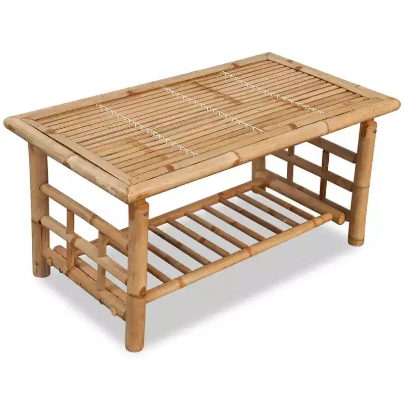 vidaXL Juego de sofás seccionales de bambú para patio con cojines