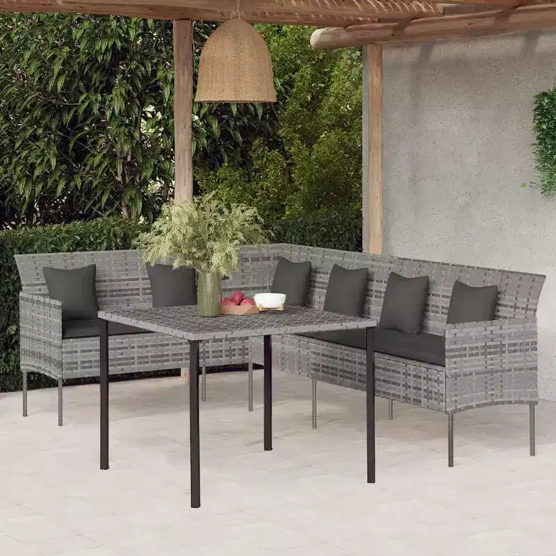 vidaXL Juego de comedor de patio con cojines Juego de conversación de 2 piezas de ratán sintético