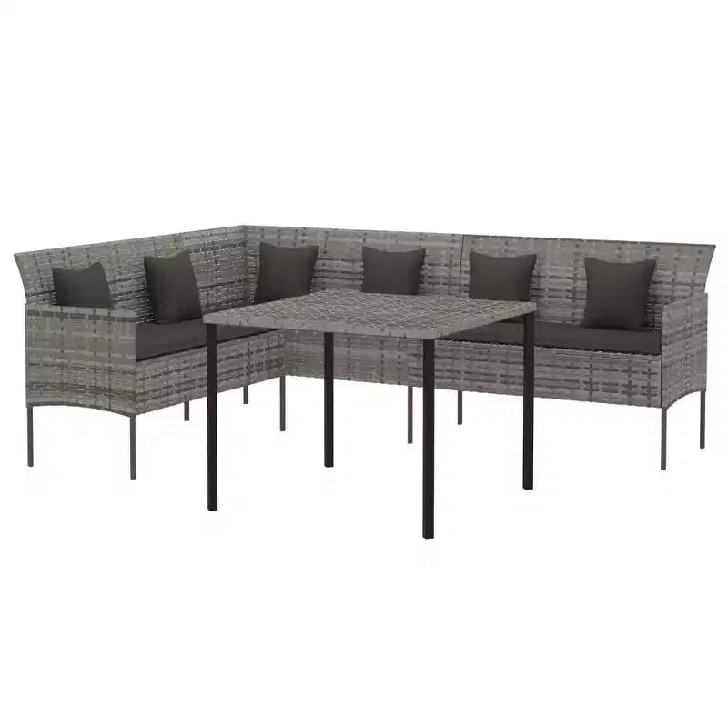 vidaXL Juego de comedor de patio con cojines Juego de conversación de 2 piezas de ratán sintético