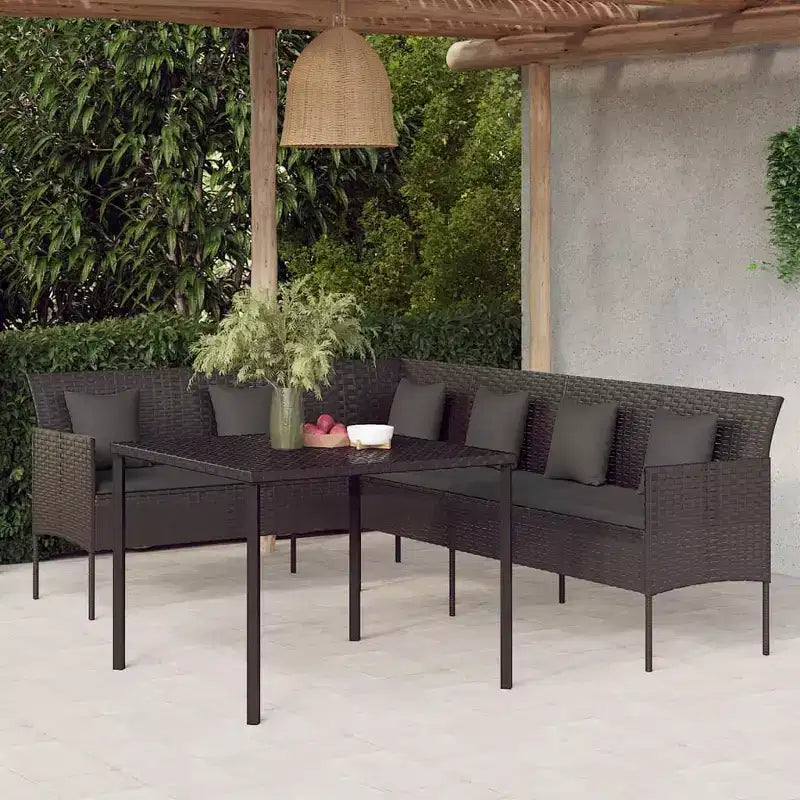vidaXL Juego de comedor de patio con cojines Juego de conversación de 2 piezas de ratán sintético