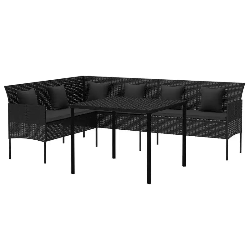 vidaXL Juego de comedor de patio con cojines Juego de conversación de 2 piezas de ratán sintético