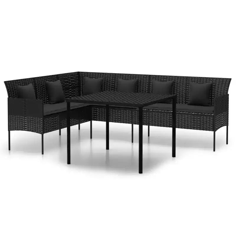 vidaXL Patio Dining Set with Cushions Conversation Set 2 Piece Poly Rattan