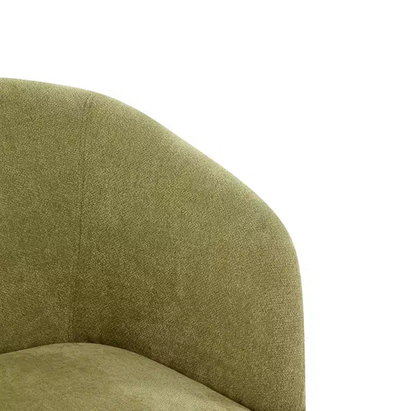 Sillón moderno con respaldo redondo y patas de madera, tapizado en tela suave, para sala de estar u oficina