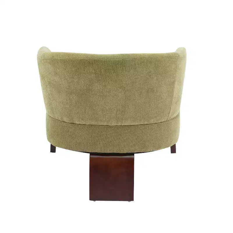 Sillón moderno con respaldo redondo y patas de madera, tapizado en tela suave, para sala de estar u oficina