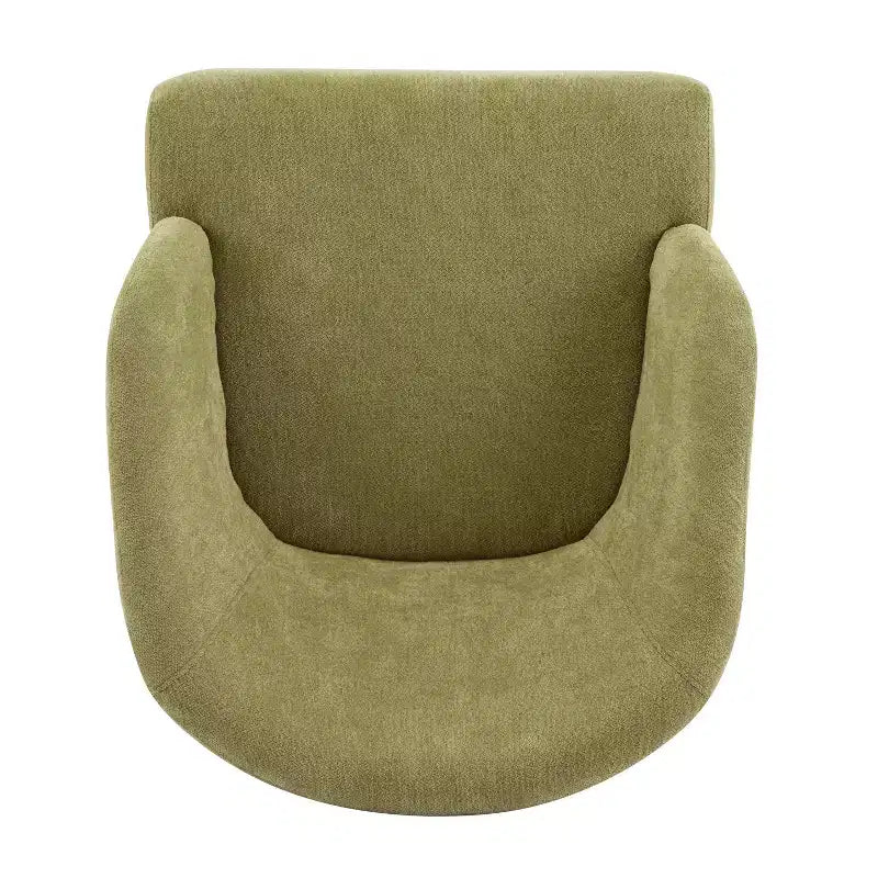 Sillón moderno con respaldo redondo y patas de madera, tapizado en tela suave, para sala de estar u oficina