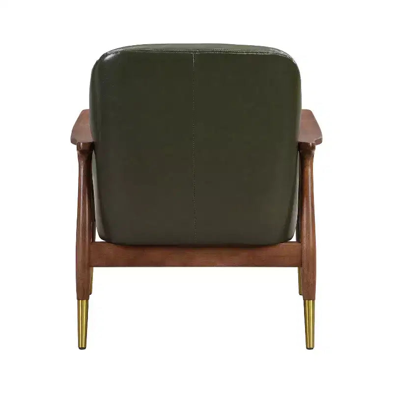 Sillón decorativo de polipiel estilo Mid-Century de 74,1 cm con patas con punta de latón, para sala de estar u oficina