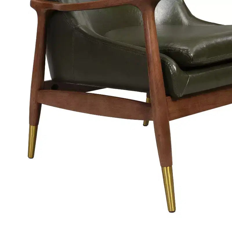 Sillón decorativo de polipiel estilo Mid-Century de 74,1 cm con patas con punta de latón, para sala de estar u oficina