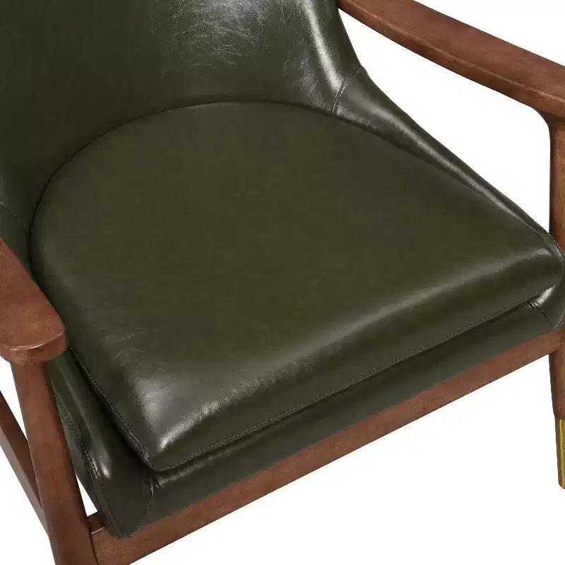 Sillón decorativo de polipiel estilo Mid-Century de 74,1 cm con patas con punta de latón, para sala de estar u oficina