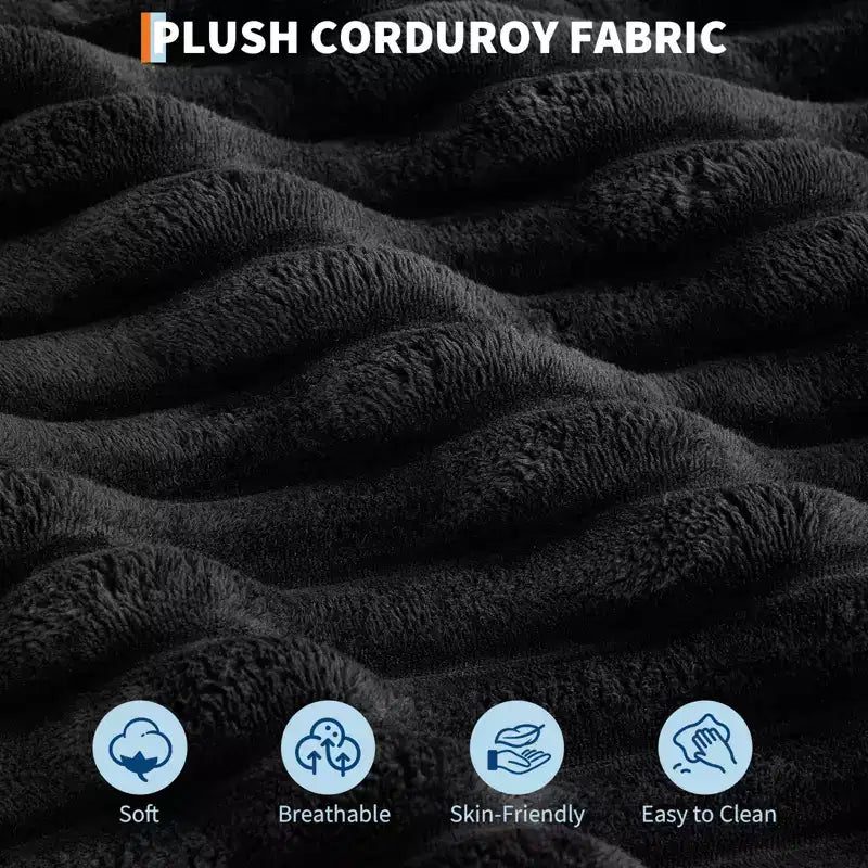 COZONY 60 Oversized Corduroy Chaise Lounge Chair, Deep Seat Reading Couch with Cup Holder & Throw Pillows for Living Room or Bedroom