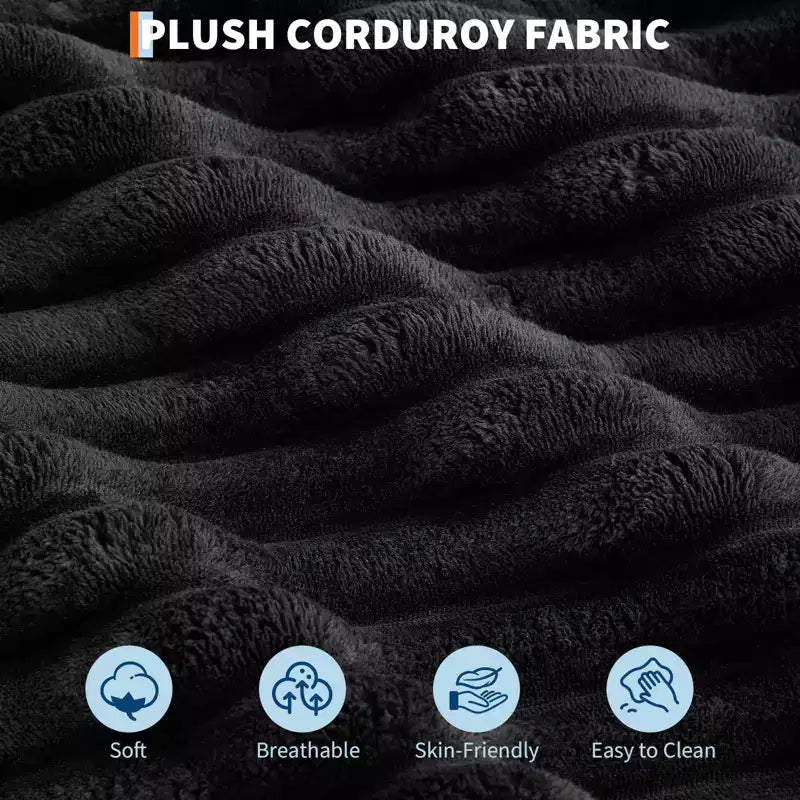 COZONY 60 Oversized Corduroy Chaise Lounge Chair, Deep Seat Reading Couch with Cup Holder & Throw Pillows for Living Room or Bedroom