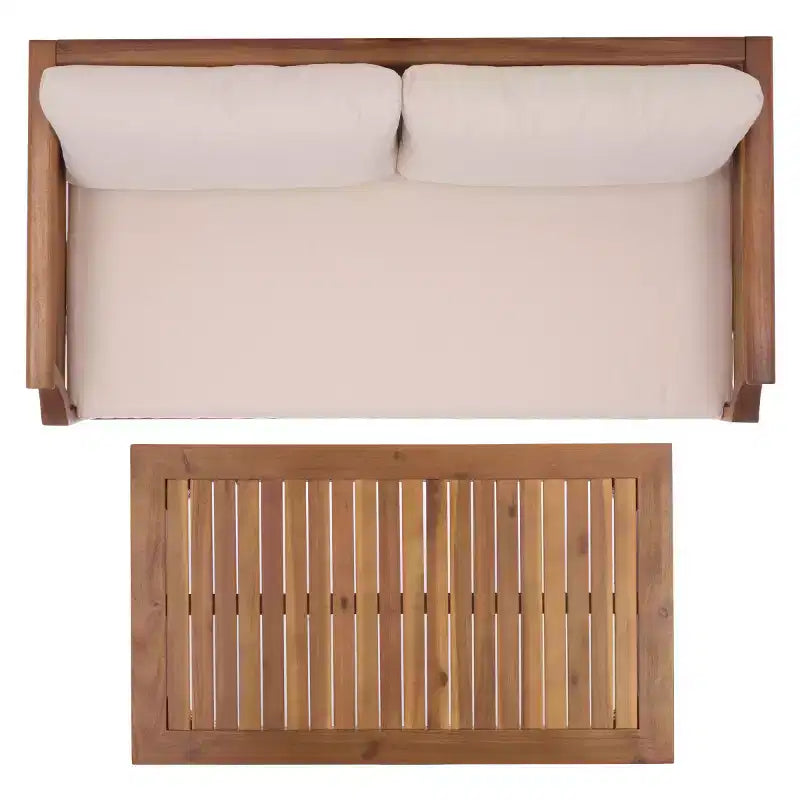 Juego de comedor Alta Bench & Table para patio - Interior/Exterior - PAT6812 - Marrón teca/Crema - Safavieh