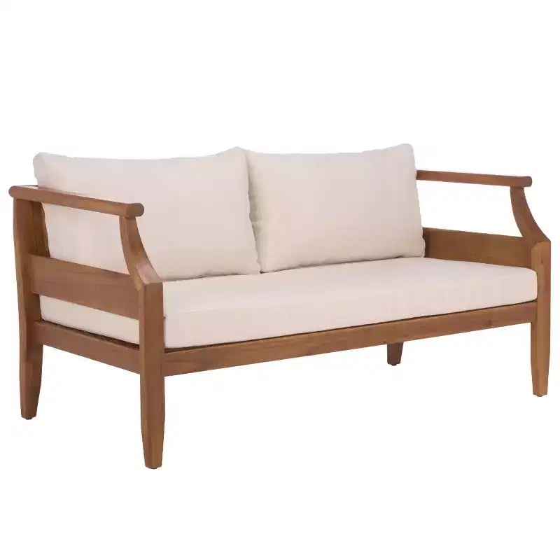 Juego de comedor Alta Bench & Table para patio - Interior/Exterior - PAT6812 - Marrón teca/Crema - Safavieh