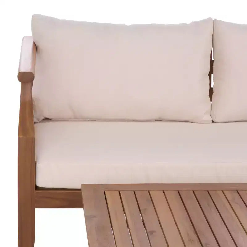Juego de comedor Alta Bench & Table para patio - Interior/Exterior - PAT6812 - Marrón teca/Crema - Safavieh