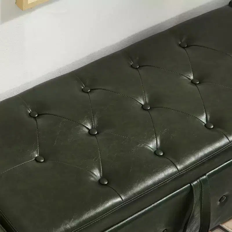 Banco de almacenamiento moderno de piel sintética de 48" con tapa abatible para sala de estar, dormitorio o recibidor