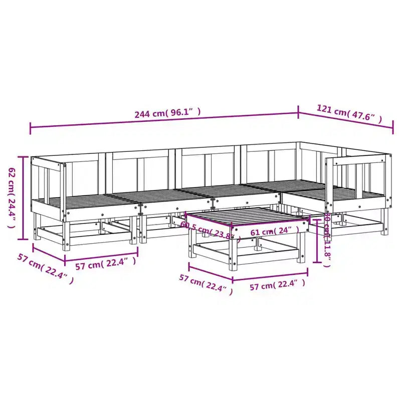 vidaXL Conjunto de Salón de Patio, Muebles de Jardín de Exterior de Madera Maciza de Pino