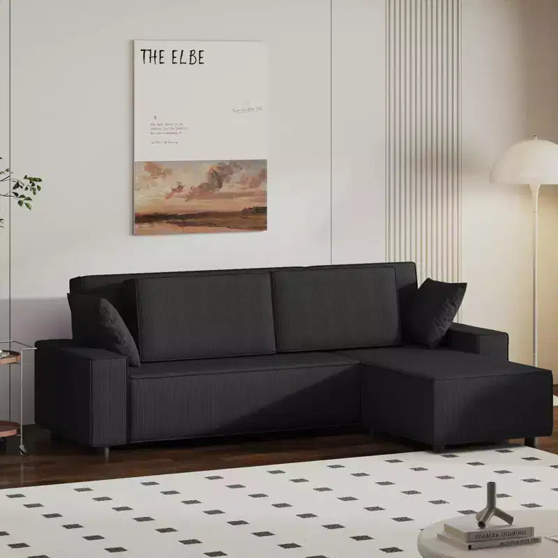 L-Shaped Modular Sectional Sofa with Ottoman, Fuzzy Sponge Cloud Couch in a Box, No Assembly Required, Modern Upholstered for Living Room