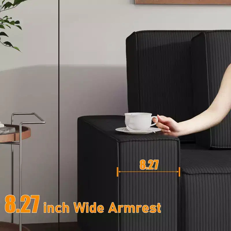 L-Shaped Modular Sectional Sofa with Ottoman, Fuzzy Sponge Cloud Couch in a Box, No Assembly Required, Modern Upholstered for Living Room