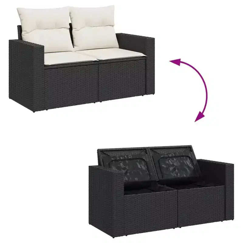 vidaXL Conjunto de Sofás de Jardín Modular de Ratán Sintético con Cojines