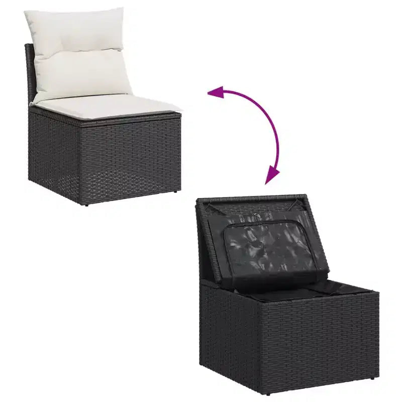vidaXL Conjunto de Sofás de Jardín Modular de Ratán Sintético con Cojines
