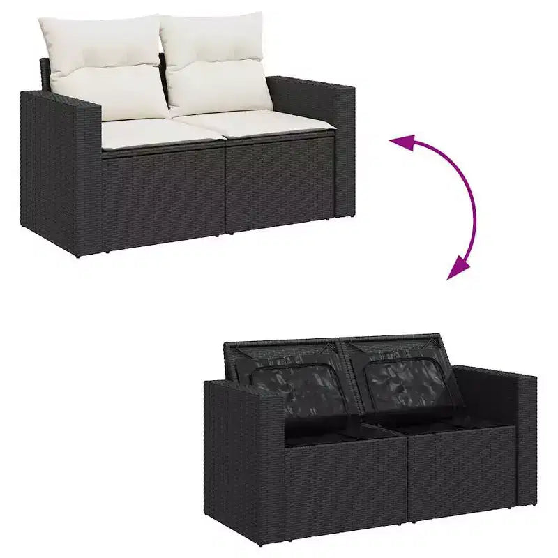 vidaXL Conjunto de Sofás de Jardín Modular de Ratán Sintético con Cojines