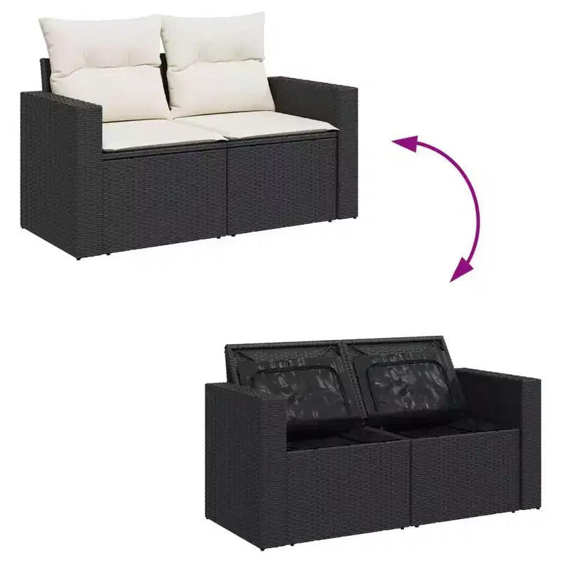 vidaXL Conjunto de Sofás de Jardín Modular de Ratán Sintético con Cojines