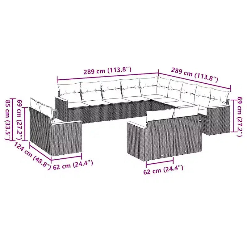 vidaXL Sofá de exterior con cojines - Asientos modulares para patio, varios colores