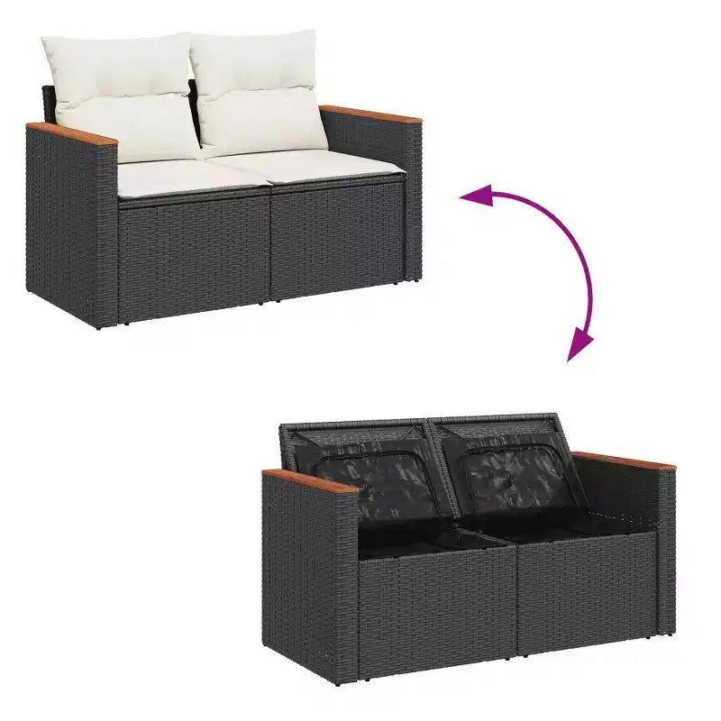 vidaXL Juego de sofá modular de exterior con cojines