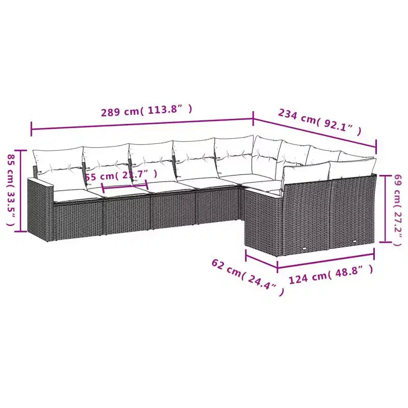 vidaXL Juego de sofá modular de exterior con cojines