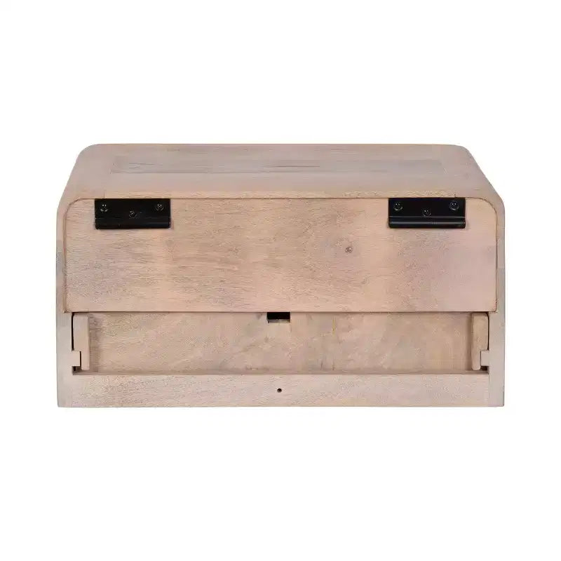 Mesa auxiliar flotante de 45,7x25,4x22,9 cm, blanca, madera de mango maciza con cajón