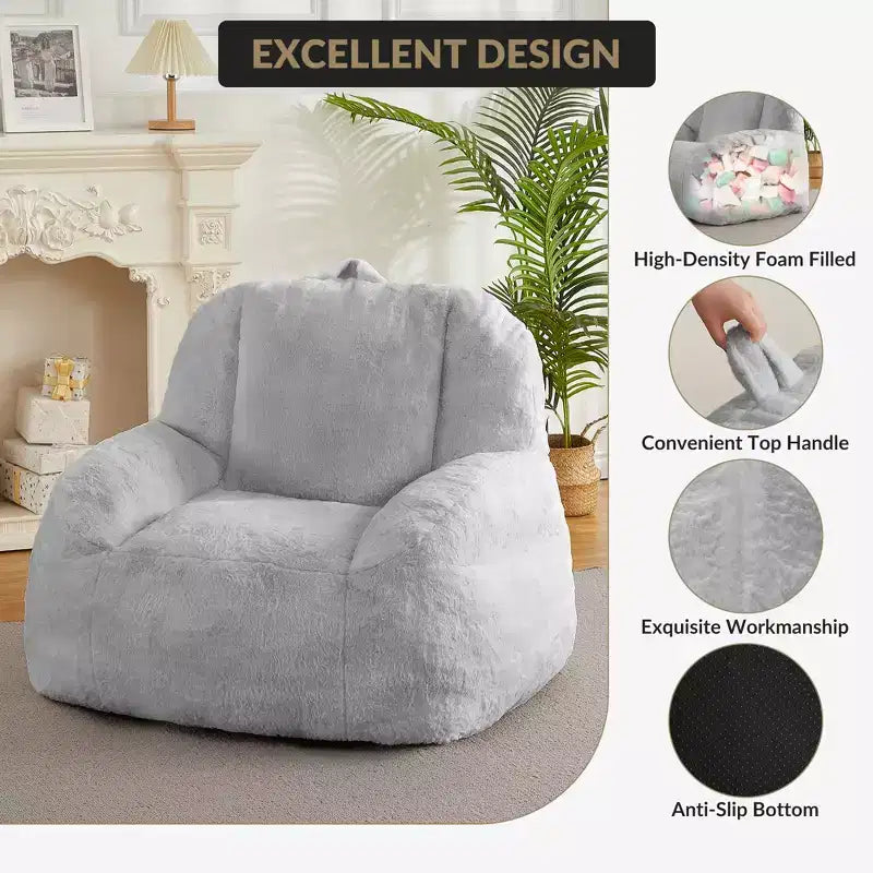 Giant faux leather beanbag sofa - adult beanbag chair with padding and handles - perfect for the living room- highly comfortable.