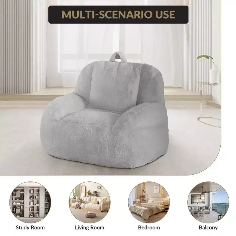 Giant faux leather beanbag sofa - adult beanbag chair with padding and handles - perfect for the living room- highly comfortable.