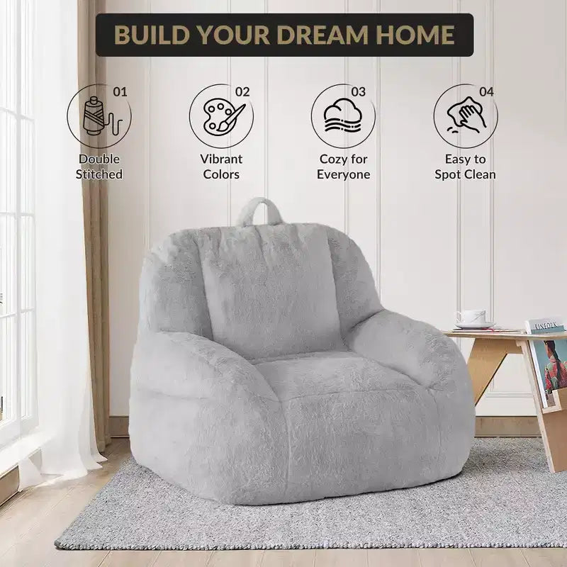 Giant faux leather beanbag sofa - adult beanbag chair with padding and handles - perfect for the living room- highly comfortable.