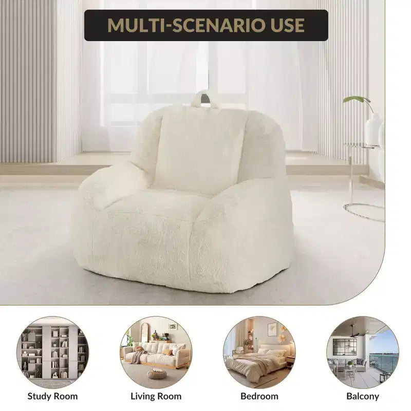 Giant faux leather beanbag sofa - adult beanbag chair with padding and handles - perfect for the living room- highly comfortable.