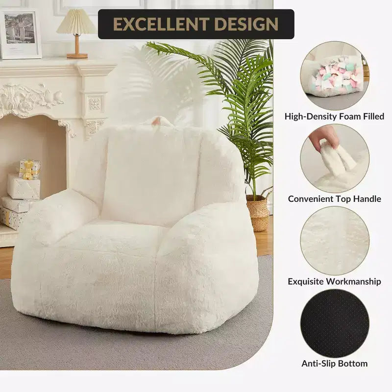 Giant faux leather beanbag sofa - adult beanbag chair with padding and handles - perfect for the living room- highly comfortable.