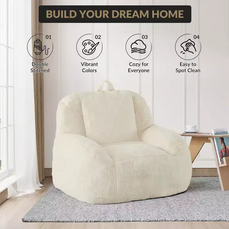 Giant faux leather beanbag sofa - adult beanbag chair with padding and handles - perfect for the living room- highly comfortable.