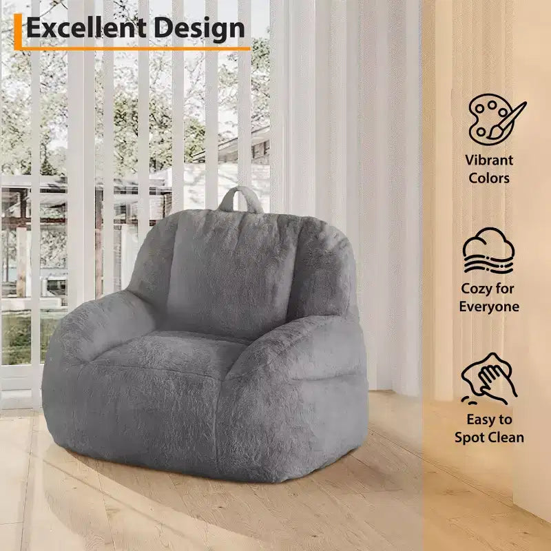 Giant faux leather beanbag sofa - adult beanbag chair with padding and handles - perfect for the living room- highly comfortable.