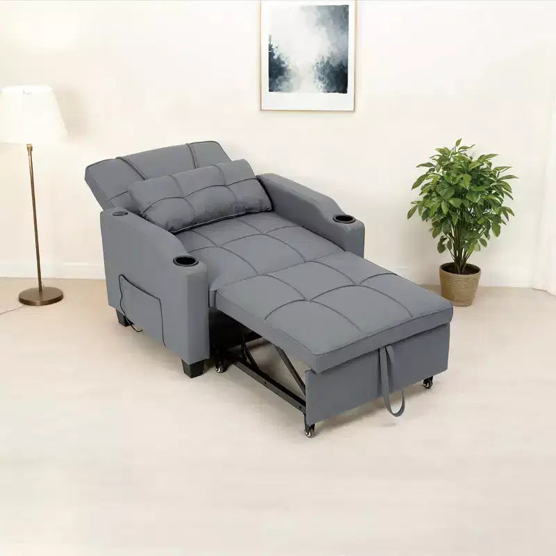 3-in-1 Convertible Sofa Bed - Pull-out sofa chair with adjustable backrest, cup holder, and side pockets - space-saving, suitable for living room