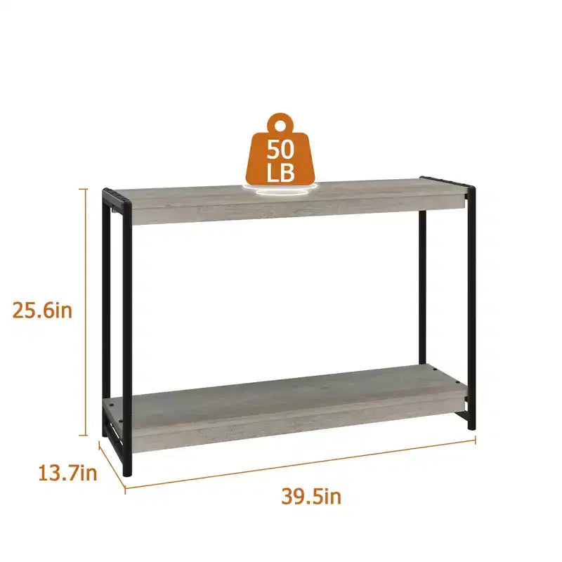 Mesa Consola de Granja de 40" con 2 Estantes, Sofá y Mesa de Entrada de Listones Grises