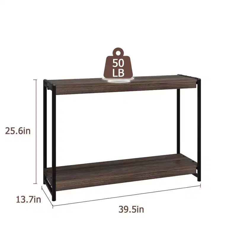 Mesa Consola de Granja de 40" con 2 Estantes, Sofá y Mesa de Entrada de Listones Grises