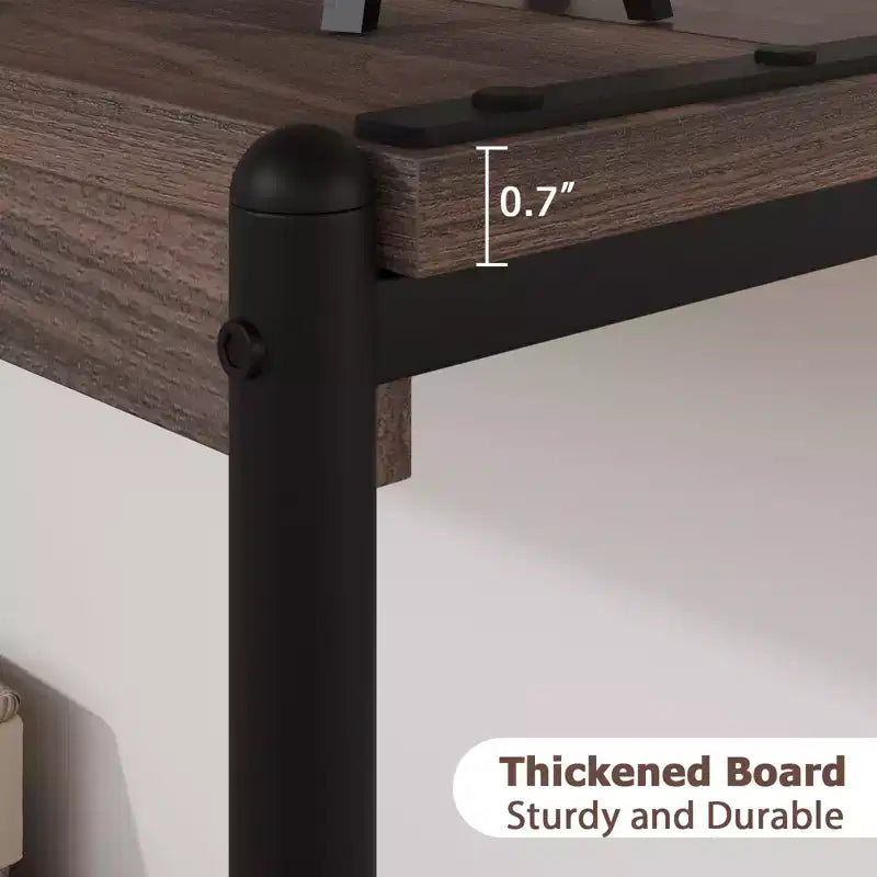 Mesa Consola de Granja de 40" con 2 Estantes, Sofá y Mesa de Entrada de Listones Grises