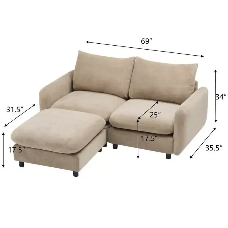 Christopher Knight Home Acker 3 Pieces Modern Upholstered Sectional Sofa Set