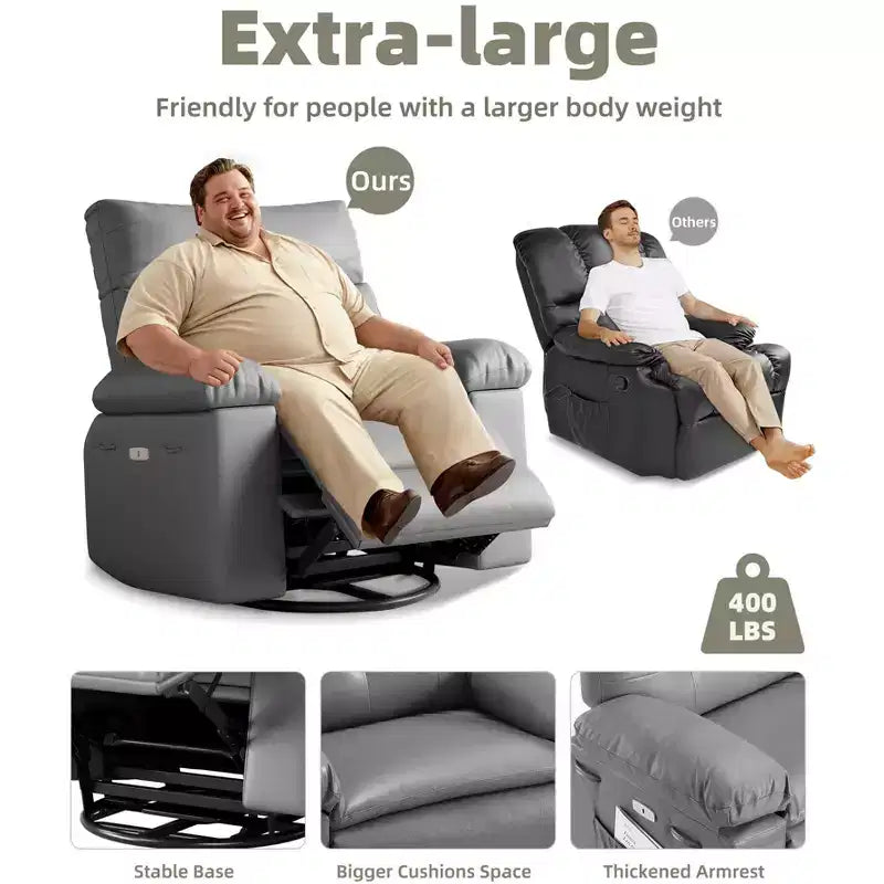 Power Lift Recliner Chair with Massage & Heat, Faux Leather Electric Lifting Recliners, Wide Reclining Sofa w/Side Pockets for Living Room