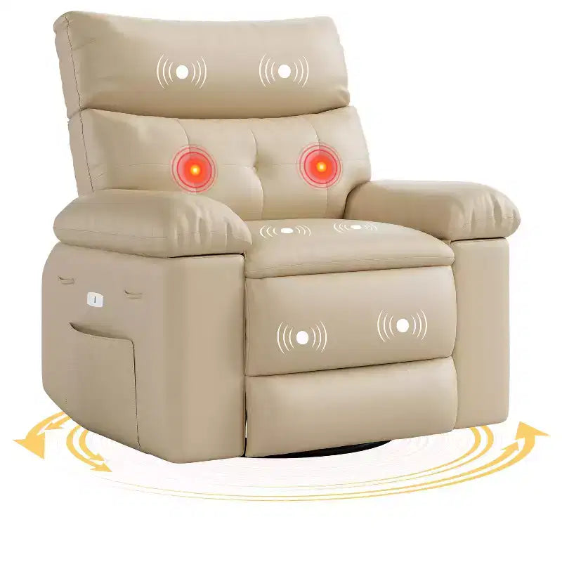 Power Lift Recliner Chair with Massage & Heat, Faux Leather Electric Lifting Recliners, Wide Reclining Sofa w/Side Pockets for Living Room