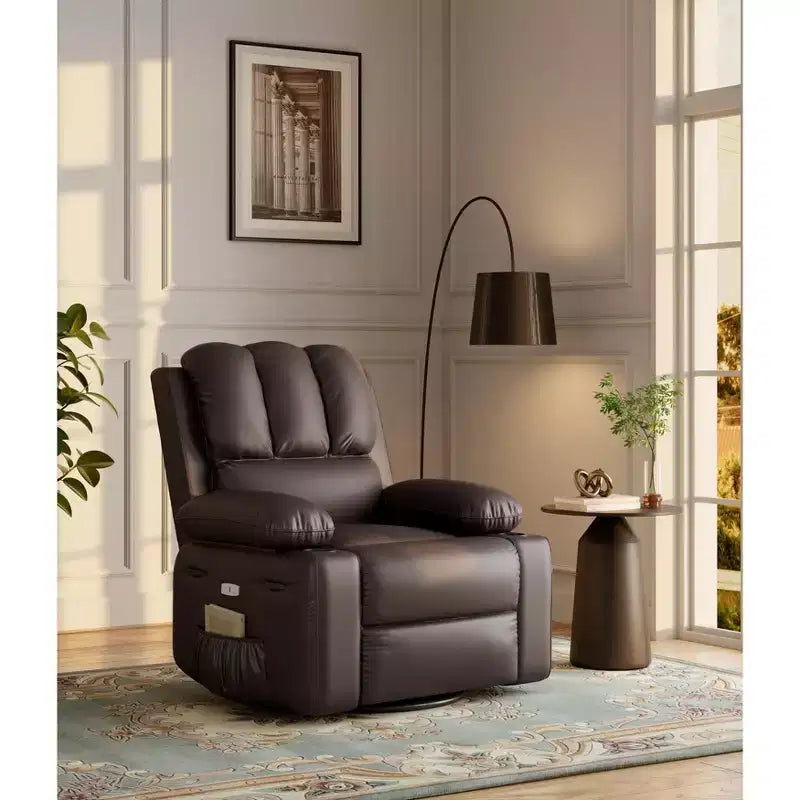 Recliner Chair for Living Room with Massage & Heat, Swivel Rocking Recliner Sofa, Cup Holders, Side Pocket, Ergonomic Lounge, NurseryBedroom